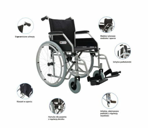 Wózek inwalidzki stalowy REGULAR (AR-405) - obrazek 2